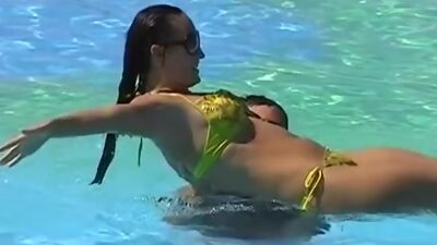 Sexy amateurs in the aqua park scene 1
