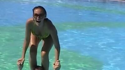 Sexy amateurs in the aqua park scene 1