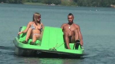 Titted blonde fucked hard in a boat