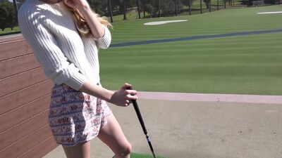 Nadya Nabakova fucks her pussy with a putter for a hole in one