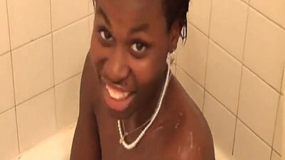 Sexy solo ebony teen pats her pussy