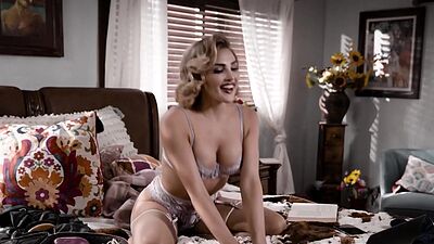 Horny blonde camgirl and hot blonde fucks perverted big black cock husband