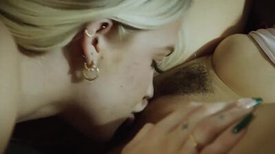 Lesbian babes use their wet tongues to lick their pussies and assholes