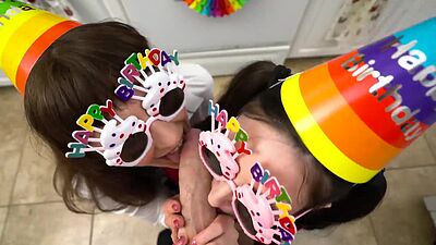 Melody Mynx and Tifa Quinn surprises Conor Coxxx with a blowjob