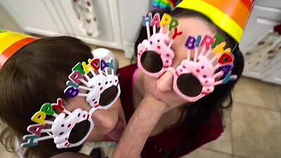 Melody Mynx and Tifa Quinn surprises Conor Coxxx with a blowjob