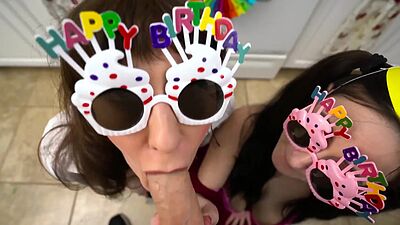 Melody Mynx and Tifa Quinn surprises Conor Coxxx with a blowjob