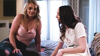 Stepmom caught her stepdaughter pleasuring herself