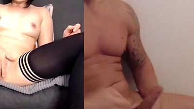 British MILF double webcam pussy play and jerking off