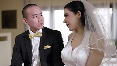 Busty bride cheat on wedding day and is licked n anal fucked