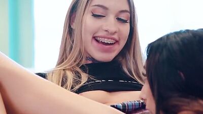 Lez perverted ladies make pussies wet after hot kissing