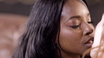 Dyke bitches lick wet pussies in 3some after kissing