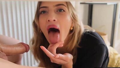 Sucking his Dick Deepthroat under the Table