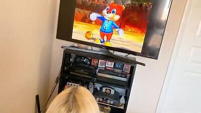 Interrupted Gaming GF with a Big Dick and Cumshot