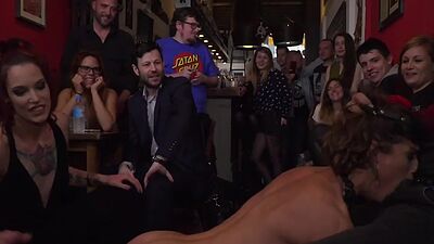 Public disgraced slut spanked and fucked for voyeur crowd