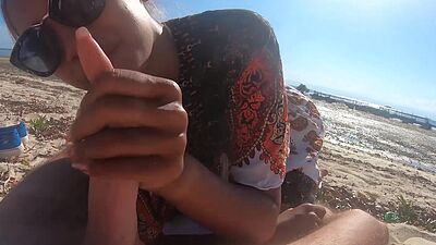 Petite amateur Thai teen Cherry fucked by a big white cock at the beach