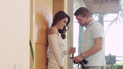 Doggystyled beauty filled in wet pussy in missionary