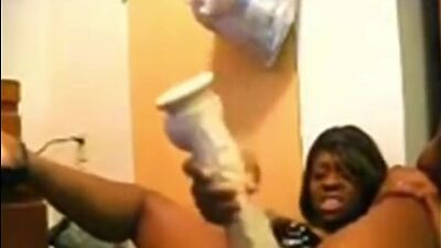 Ebony Masturbate with huge dildo Solo