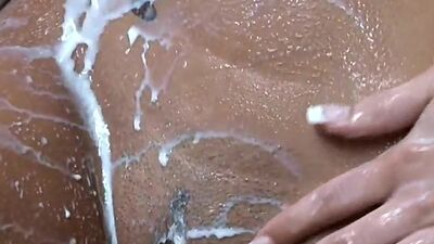 BrookeSkye Milk shower showing tits and Ass