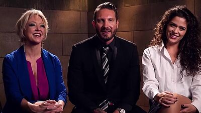 BDSM slut whipped and fucked in 3some with busty mature