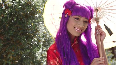 Big dick friend seduced by hot red dress Asian teen with perfect big ass