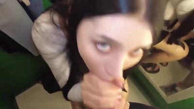 LUSH PLAYING IN PUBLIC BLOWJOB CUMSWALLOW