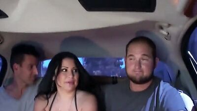 Sophia Flashing big tits in car with three guys