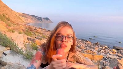 Step Sister Sucked my Dick right on the Beach