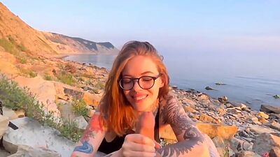 Step Sister Sucked my Dick right on the Beach