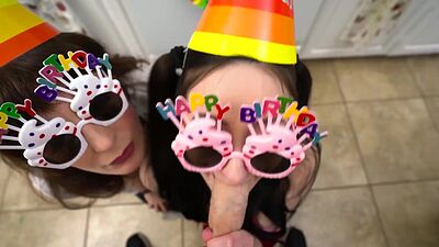 Melody Mynx and Tifa Quinn Blowjob Birthday Party