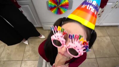 Melody Mynx and Tifa Quinn Blowjob Birthday Party