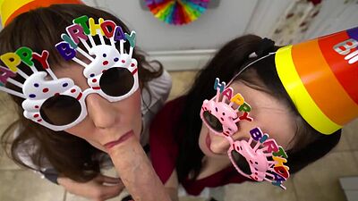 Melody Mynx and Tifa Quinn Blowjob Birthday Party