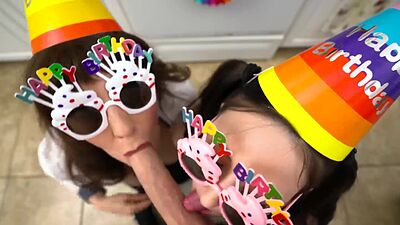 Melody Mynx and Tifa Quinn Blowjob Birthday Party