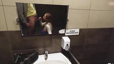 Big Ass Blonde Fucks for Money in Shopping Mall Toilet