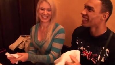 Blonde girl sex adventure in a cafe scene 2