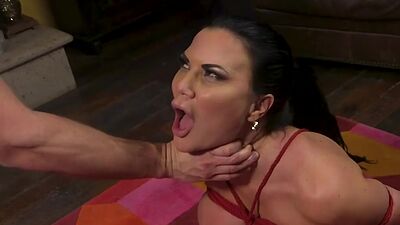 Submissive anal MILF with big boobs fucked in throat and ass