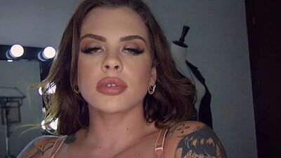 Sexy curvy MILF model shows her big breasts after posing in hot lingerie