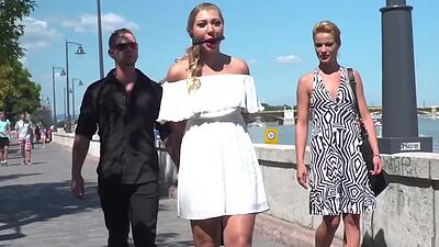 BDSM anal public babe fucked and jizzed in front of voyeurs