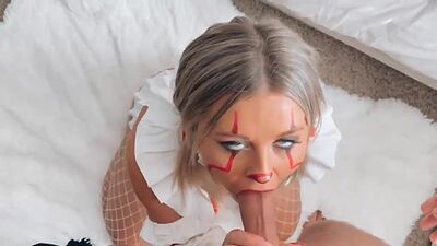 Crazy Bitch Sucked my Cock before the Halloween Party