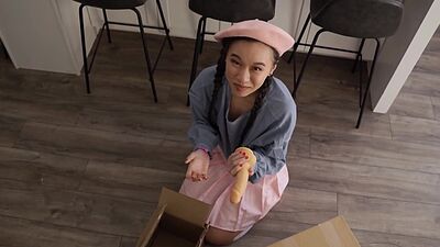 Tiny Neighbor Kimmy Kimm Takes a Massive Dildo