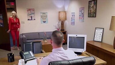 Riding busty milf pussy on office desk