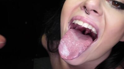 GLORYHOLE SECRETS - Nova on her knees gulping down glorhole loads