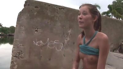 Sweet BrookeSkye showing Small tits in public