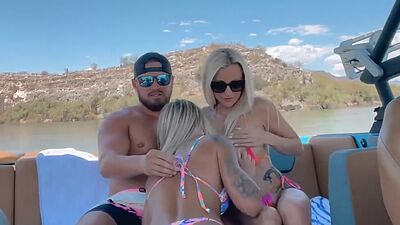 Lake Day Amateur Threesome with two best Friends
