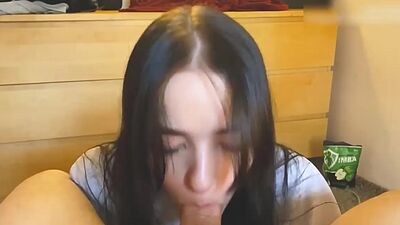 Horny Cute Teen Gives Sloppy Blowjob