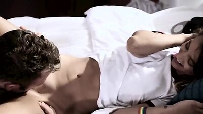 Stepbrother asslicks and fucks his petite lesbian stepsister
