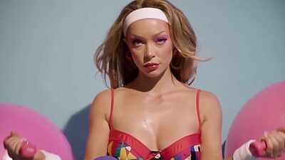 All natural blondie Aubrey Destremps stripping to show her pierced nipples