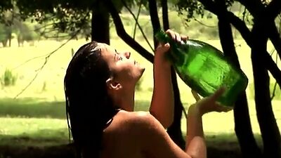 Sexy brunette teen gets naked