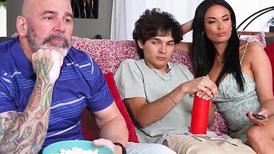 Slutty stepmom Anissa give Chris a nice handjob