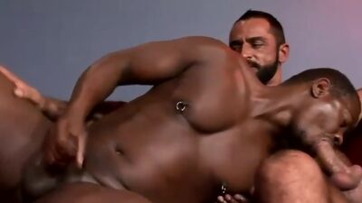 Ebony Sucking Off a Mature Hunk