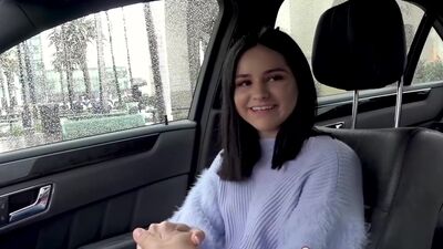 College babe Violet Rain make her first porn and shows off her slut skills